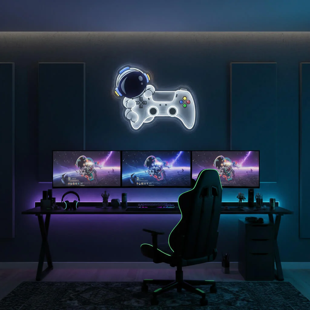 Astronaut Gamer Controller - UV Print Gaming LED Neon Sign - Image 3